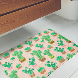 Alfombrilla De Baño Patrón de cactus pulido de mano