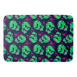 Alfombrilla De Baño Patrón de Calaveras de Zombie Neon