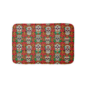 Alfombrilla De Baño Patrón de calaveras florales