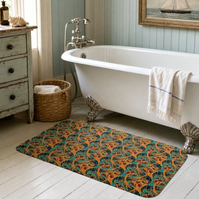 Alfombrilla De Baño Patrón de camarones y algas marinas (Subido por el creador)