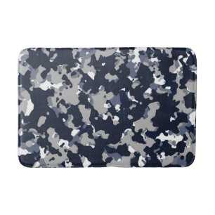 Alfombrilla De Baño Patrón de Camuflaje Azul Gris Blanco Camuflaje