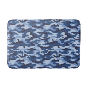 Alfombrilla De Baño Patrón de camuflaje azul oscuro