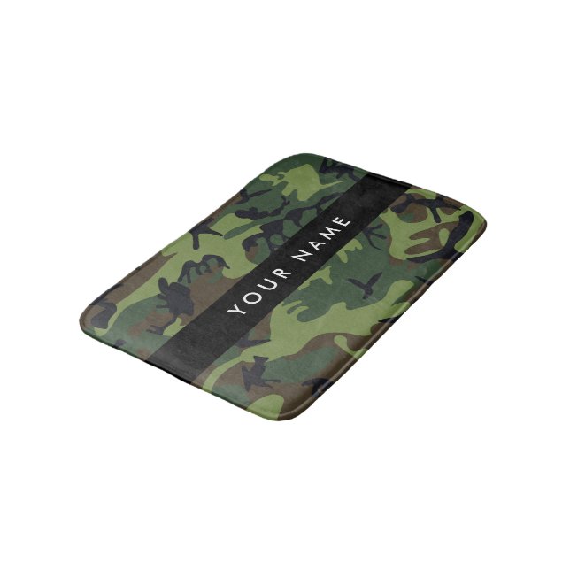 Alfombrilla De Baño Patrón de camuflaje verde, nombre, personalización (Angular)