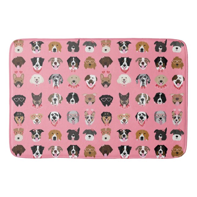 Alfombrilla De Baño Patrón de cara de perro Valentine (Anverso)