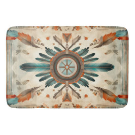 Alfombrilla De Baño Patrón de Catcher de Sueños Retro de Feather Nativ