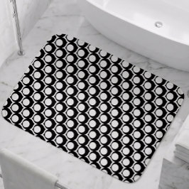 Alfombrilla De Baño Patrón de celosía de círculo blanco negro moderno