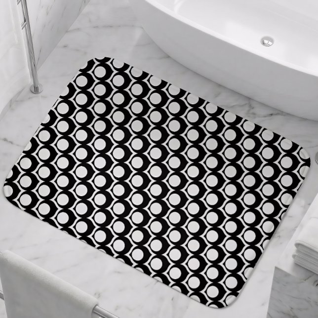 Alfombrilla De Baño Patrón de celosía de círculo blanco negro moderno (Subido por el creador)