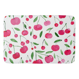 Alfombrilla De Baño Patrón de cerezas rojas de acuarela pura