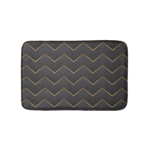 Alfombrilla De Baño Patrón de Chevron de Zig Zag Gold