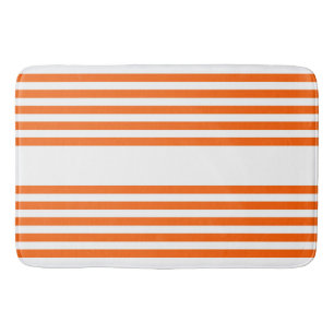 Alfombrilla De Baño patrón de cinco rayas blanco y naranja