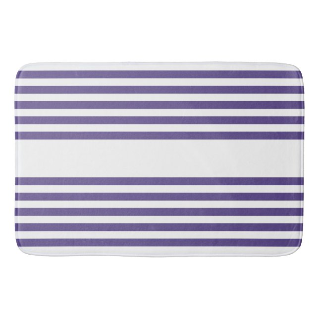 Alfombrilla De Baño Patrón de cinco rayas ultravioleta y blanca (Anverso)