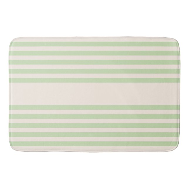 Alfombrilla De Baño Patrón de cinco rayas verde claro y beige (Anverso)