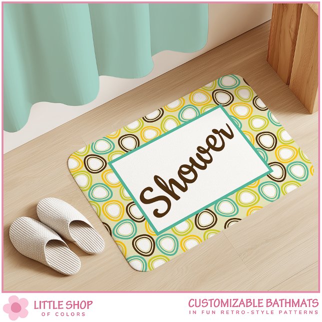 Alfombrilla De Baño Patrón de círculo de estilo retro personalizable (Subido por el creador)