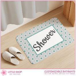 Alfombrilla De Baño Patrón de círculo gris acuático de estilo retro pe