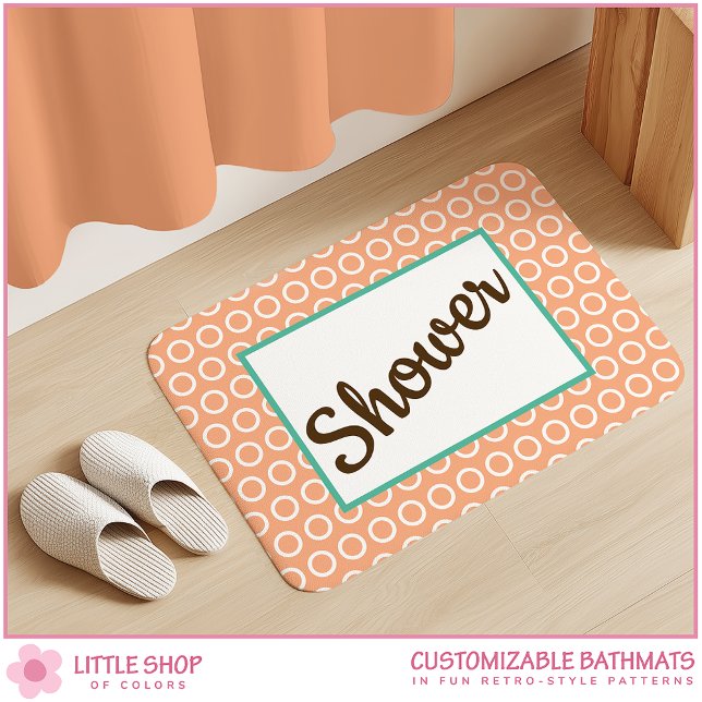 Alfombrilla De Baño Patrón de círculo retro de melocotón personalizabl (Subido por el creador)