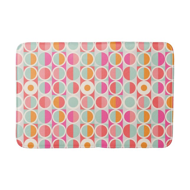 Alfombrilla De Baño Patrón de círculo retro rosado caliente (Anverso)