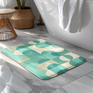 Alfombrilla De Baño Patrón de círculos beige taupe azul teal verde men