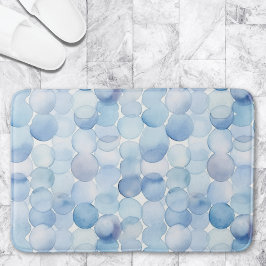 Alfombrilla De Baño Patrón de círculos blancos azul pastel acuarela