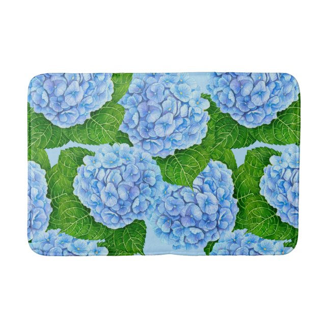 Alfombrilla De Baño Patrón de color azul hidrangea (Anverso)