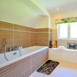 Alfombrilla De Baño Patrón de color de agua naranja amarillo rosa