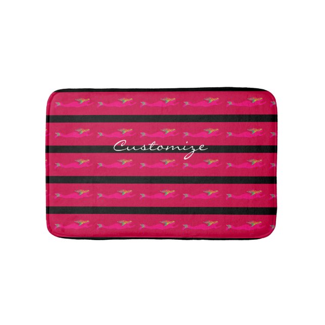 Alfombrilla De Baño patrón de comadronas rojas/rosadas (Anverso)