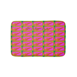Alfombrilla De Baño patrón de comadronas rojas/rosas