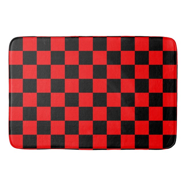 Alfombrilla De Baño Patrón de comprobación de negro rojo (Anverso)