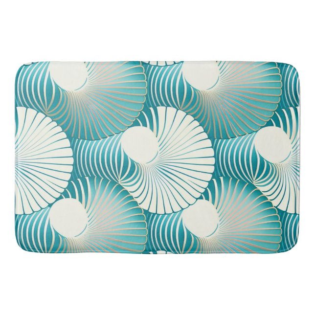 Alfombrilla De Baño patrón de concha de mar azul (Anverso)
