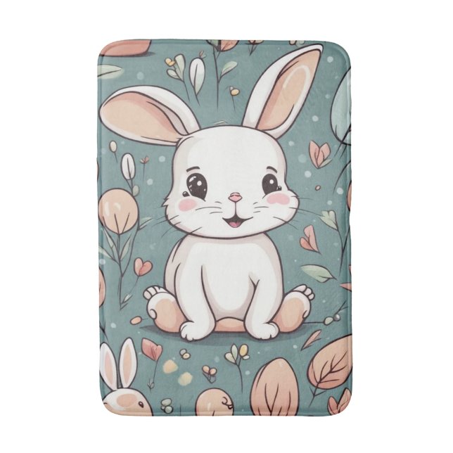 Alfombrilla De Baño Patrón de conejito blanco (Frente vertical)
