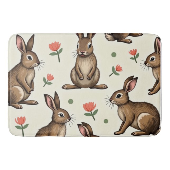 Alfombrilla De Baño Patrón de conejo de cosecha (Anverso)