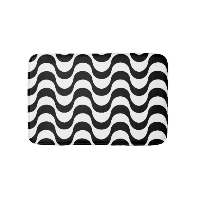 Alfombrilla De Baño Patrón de Copacabana Negro y Blanco (Anverso)