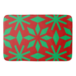 Alfombrilla De Baño Patrón de copos de nieve de Navidad rojos y verdes