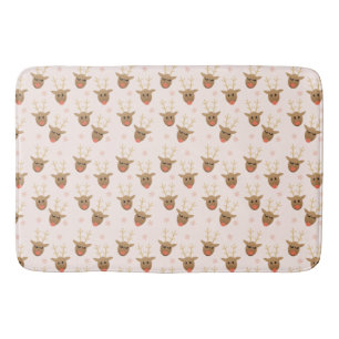 Alfombrilla De Baño Patrón de copos de nieve de reno de Navidades hábi