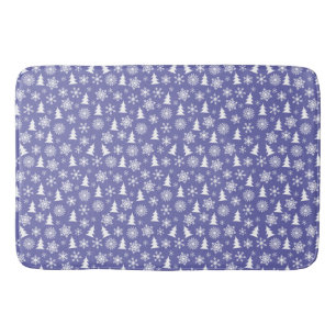 Alfombrilla De Baño Patrón de copos de nieve y pinos
