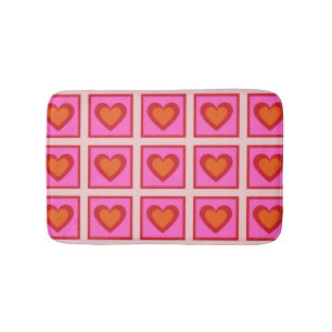 Alfombrilla De Baño Patrón de corazón a cuadros vintage retro rosa Y2K