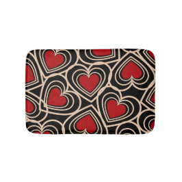 Alfombrilla De Baño Patrón de corazón simple de corte negro y rojo
