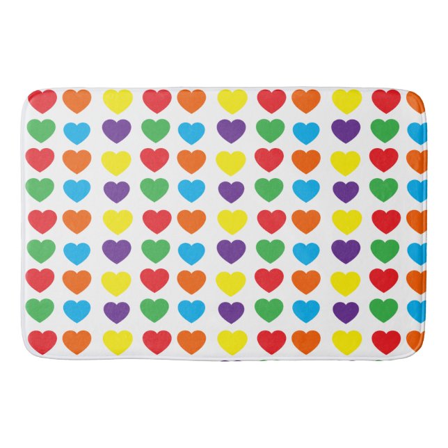 Alfombrilla De Baño Patrón de corazones arco iris (Anverso)