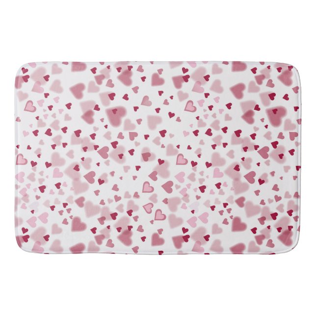 Alfombrilla De Baño Patrón de Corazones Encantadores Rosa (Anverso)