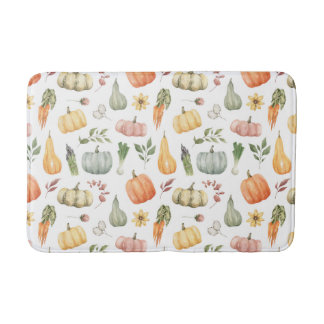 Alfombrilla De Baño Patrón de cosecha de otoño de acuarela