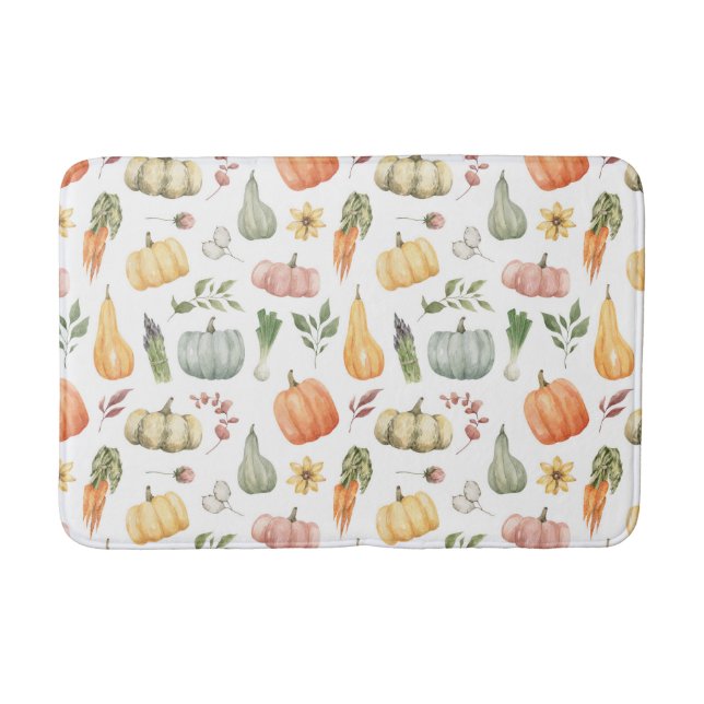 Alfombrilla De Baño Patrón de cosecha de otoño de acuarela (Anverso)