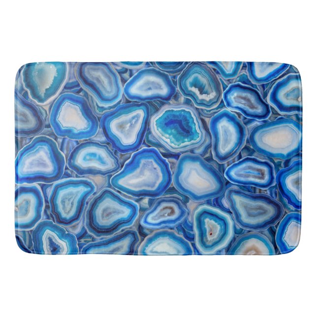 Alfombrilla De Baño Patrón de cristales de Blue Agate Geodes (Anverso)