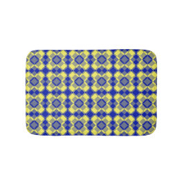 Alfombrilla De Baño Patrón de cuadros argyle azul amarillo