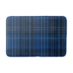Alfombrilla De Baño Patrón de Cuadros Azul Negro