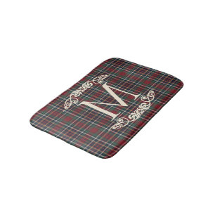 Alfombrilla De Baño Patrón de Cuadros Clásico Rojo Azul Oscuro Verde