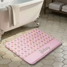 Alfombrilla De Baño Patrón de cuadros de fresa a cuadros rosados