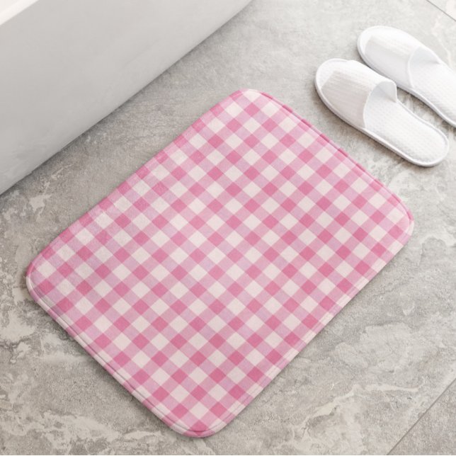 Alfombrilla De Baño Patrón de cuadros rosa bebé (Subido por el creador)