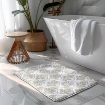 Patrón de cuatro hojas beige y blanco con destello