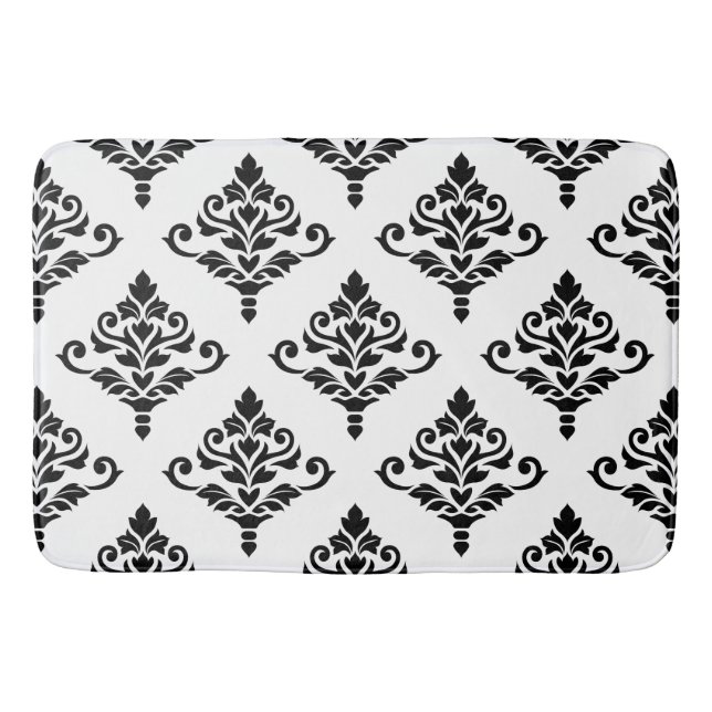 Alfombrilla De Baño Patrón de Damasco Cresta (B) Negro (Anverso)