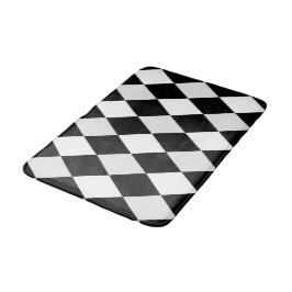 Alfombrilla De Baño Patrón de diamante de arlequín en blanco y negro