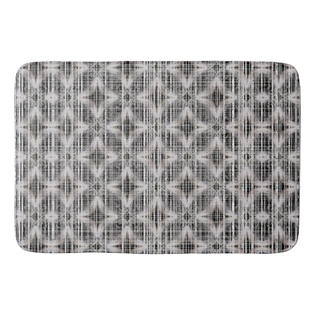 Alfombrilla De Baño Patrón de diamante negro, blanco y gris (Anverso)